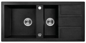 Laveo Barbados, 1,5 kamrás gránit mosogató 1000x480x185 mm, fekete pettyes, LAV-SBB_731T