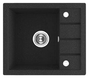 Laveo Trzynastka, 1 kamrás gránit mosogató 570x495x185 mm, fekete foltos, LAV-SBP_713T