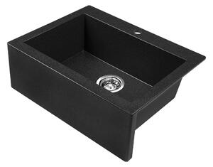 Laveo Komodo, 1 kamrás gránit mosogató 586x490x221 mm, fekete foltos, LAV-SBK_710A