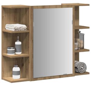 VidaXL Fürdőszobai tükörszekrény Artisan Oak 80x20,5x64 cm Gépelt fa