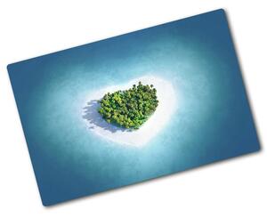 Edzett üveg vágódeszka Szív alakú sziget