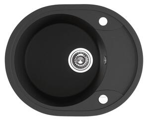 Laveo Dafne, 1 kamrás gránit mosogató 580x470x198 mm, fekete, LAV-SBD_783T
