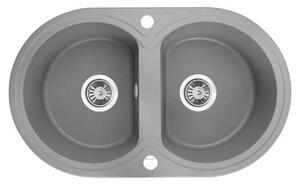 Laveo Dafne, 2-kamrás gránit mosogató 780x470x204 mm, szürke, LAV-SBD_520T