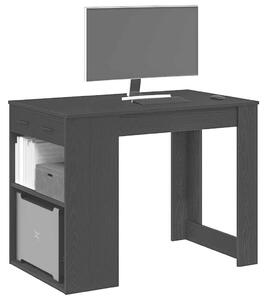 VidaXL íróasztal fiókkal polccal fekete tölgy 102x62x77,5cm gépelt fa