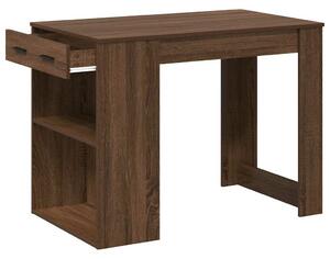VidaXL íróasztal fiókkal polccal barna tölgy 102x62x77,5 cm gépelt fa