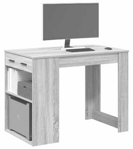 VidaXL íróasztal fiókkal és polccal szürke sonoma 102x62x77,5 cm