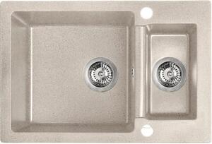 Laveo Celia, 1,5 kamrás gránit mosogató 650x440x195 mm, bézs, LAV-SBC_430T