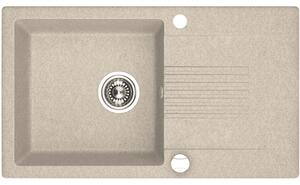Laveo Celia, 1 kamrás gránit mosogató 760x440x185 mm hosszú vízelvezetővel, bézs, LAV-SBC_411T