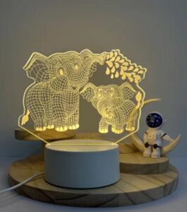 3D LED gyereklámpa elefánt család figurás éjjeli lámpa