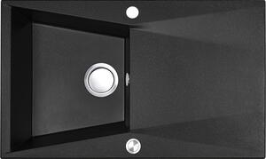 Laveo Grenada, 1 kamrás gránit mosogató 780x480x204 mm, fekete, LAV-SBG_711T
