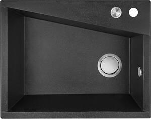 Laveo Grenada, 1 kamrás gránit mosogató 600x480x227 mm, fekete, LAV-SBG_710T