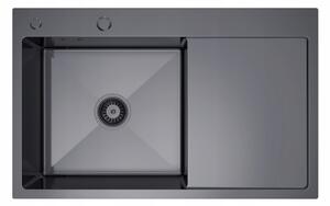 Erga HD, 1 kamrás acél mosogató 780x490x210 mm, bal, grafit, ERG-MLS-HD7849LB