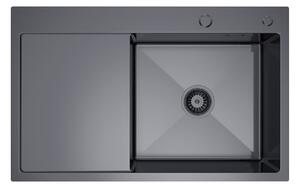 Erga HD, 1 kamrás acél mosogató 780x490x210 mm, jobb, grafit, ERG-MLS-HD7849RB