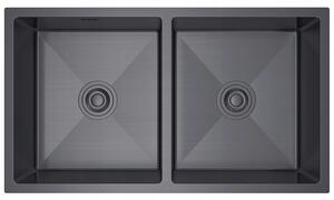 Erga HD, 2 kamrás acél mosogató 800x450x210 mm, grafit, ERG-MLS-HD8045B