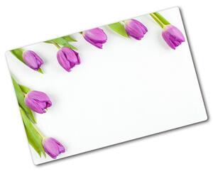 Üveg vágódeszka Lila tulipánok