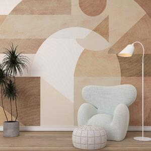 Fotótapéta Modern geometria absztrakt formákkal, bézs és barna tónusú texturált részletekkel, Fotótapéta minták, w02140 : Uwalls.hu