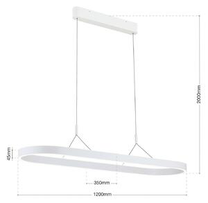 ORION Carrara LED-es függőlámpa, fehér, állítható magasságú, CCT, dimmelhető, Fehér / opál, Nappali / Étkező, Alumínium, Modern