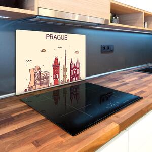 Edzett üveg vágódeszka Prága maps épületek és zászlók