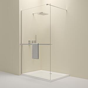 Erga Paris, Walk-In zuhany paraván 70x200 cm polccal és törülközőtartóval, 8 mm átlátszó üveg, króm profil, ERG-V02-PARIS-070x200-CL-CR-BAR