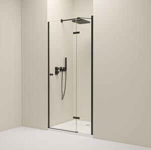 Erga Bern, 1-szárnyú osztott zuhanyajtó nyitásra 70x195 cm, 6mm átlátszó üveg, fekete profil, ERG-V02-BERN-D070-BK