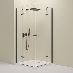 Erga Bern Dupla, zuhanykabin 2 szárnyas ajtókkal 70 (ajtó) x 70 (ajtó) x 195 cm, 6mm átlátszó üveg, fekete profil, ERG-V02-BERN-D070D070-CL-BK