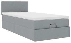 VidaXL Ottomán ágy matraccal világosszürke 90x200 cm szövet