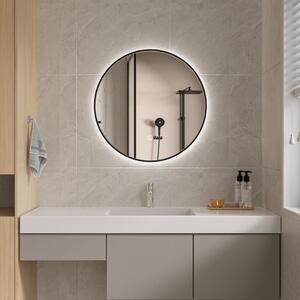 Erga Emma, ​​​​kerek LED tükör 50cm, fekete fém keret, 1150 lm, 6500K, háttérvilágítás, ERG-V01-201-5050-BK