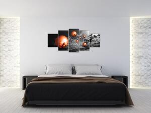 Absztrakt képek - narancssárga gömbök (150x70cm)