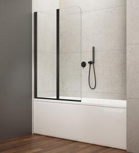Aqualine Aqualine, WILA kádparaván 900x1400 mm, összecsukható, fekete, átlátszó üveg, AQ5742B