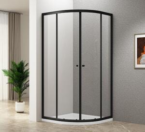 Aqualine Aqualine, ARLETA BLACK negyedkör alakú zuhanyparaván 800x800mm, átlátszó üveg, BLS800