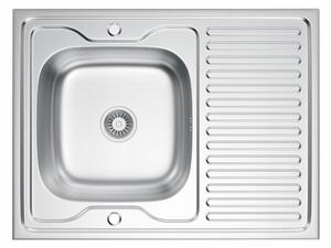Erga HD, 1 kamrás acél mosogató 800x500x160 mm hosszú lefolyóval, vászon dekorral, ERG-MLS-HD8050DN