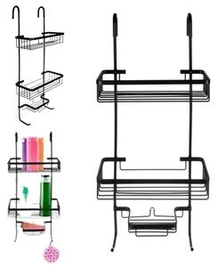 Felfüggeszthető fürdőszobai polc, helytakarékos zuhanypolc, három szintes, 63x14x28,5 cm, fekete