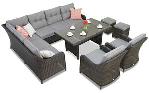 Garden Point antracit kültéri bútorok Toledo Comida 7 sarokgarnitúrával