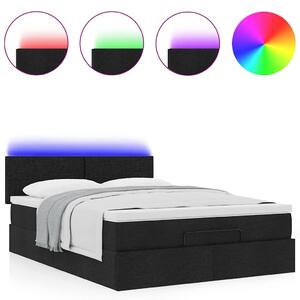 VidaXL Ottomán ágy matraccal & LED-ek Fekete 140x200 cm szövet
