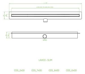 Laveo Slim, lineáris lefolyó ráccsal 50 cm, rózsaszín arany, LAV-COS_850D
