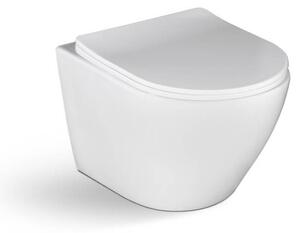Laveo Desna, falra akasztható WC csésze Rimless 485x370x320 mm + wc ülőke, fehér fényes, LAV-VMD_600S