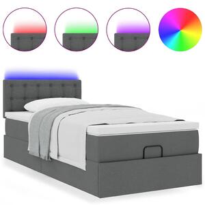 VidaXL Ottomán ágy matraccal sötét szürke 90x200 cm szövet