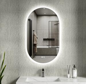 Erga Demi, ovális LED tükör 60x100cm, 3 színű fény, első világítás, páramentes fűtőbetét, ERG-V01-Demi-6010-CL