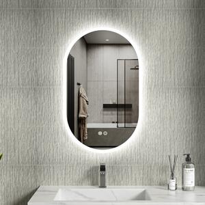 Erga Demi, ovális LED tükör 50x80cm, 3 színű fény, első világítás, páramentes fűtőbetét, ERG-V01-Demi-5080-CL