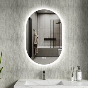 Erga Demi, ovális LED tükör 60x90cm, 3 színű fény, első világítás, páramentes fűtőbetét, ERG-V01-Demi-6090-CL