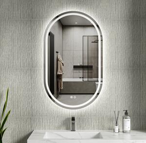 Erga Lyra, ovális LED tükör 60x100cm, 3 színű fény, első és hátsó világítás, páramentes fűtőbetét, ERG-V01-Lyra-6010-CL