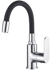 Kuchinox Dima, mosdócsap flexibilis kifolyóval h-280, fekete-króm, LAV-BQD_021B
