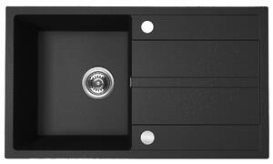 Kuchinox Viti, 1 rekeszes gránit mosogató 760x440x175 mm + szifon, fekete pettyes, LAV-SBX_711Y
