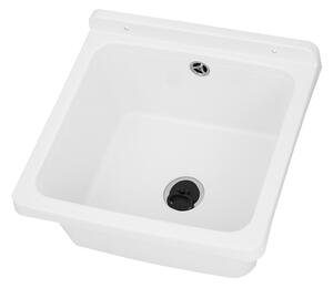 Gamma Riva, univerzális műanyag mosogató 40x38x22,8 cm + szifon, 1 kamrás, fehér, GMA-KGR40-WH