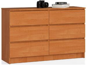 Akord égerfa 6 Fiókos Komód K120, CLP Laminált Lemez, 120x77x40 cm, Matt Felület, Önálló Összeszerelés