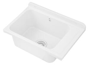 Gamma Selva, univerzális műanyag mosogató 58x38x26,7 cm + szifon, 1 kamrás, fehér, GMA-KGS58-WH