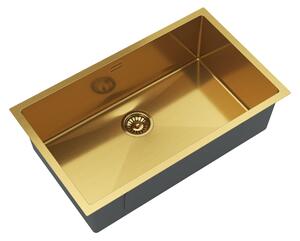Gamma Gamma, 1 rekeszes rozsdamentes acél mosogató 750x450x210 mm, arany matt, GMA-S7545-GD