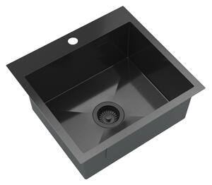 Gamma Gamma, 1 rekeszes acél mosogató 480x450x210 mm, fekete, GMA-S4845-BK