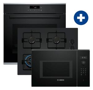 Bosch HQA272BB3 Beépíthető sütő + POH6B6K30 Beépíthető gázfőzőlap + BFL554MB0 Beépíthető mikrohullámú sütő
