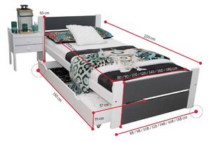 HERMA ágy + matrac + ágyrács AJÁNDÉK, 100x200, szürke/fehér + tárolóhely
